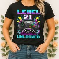 Level 21 Unlocked 21st Birthday Video Game Gift Birthday Gaming Women's T-Shirt thumb 2