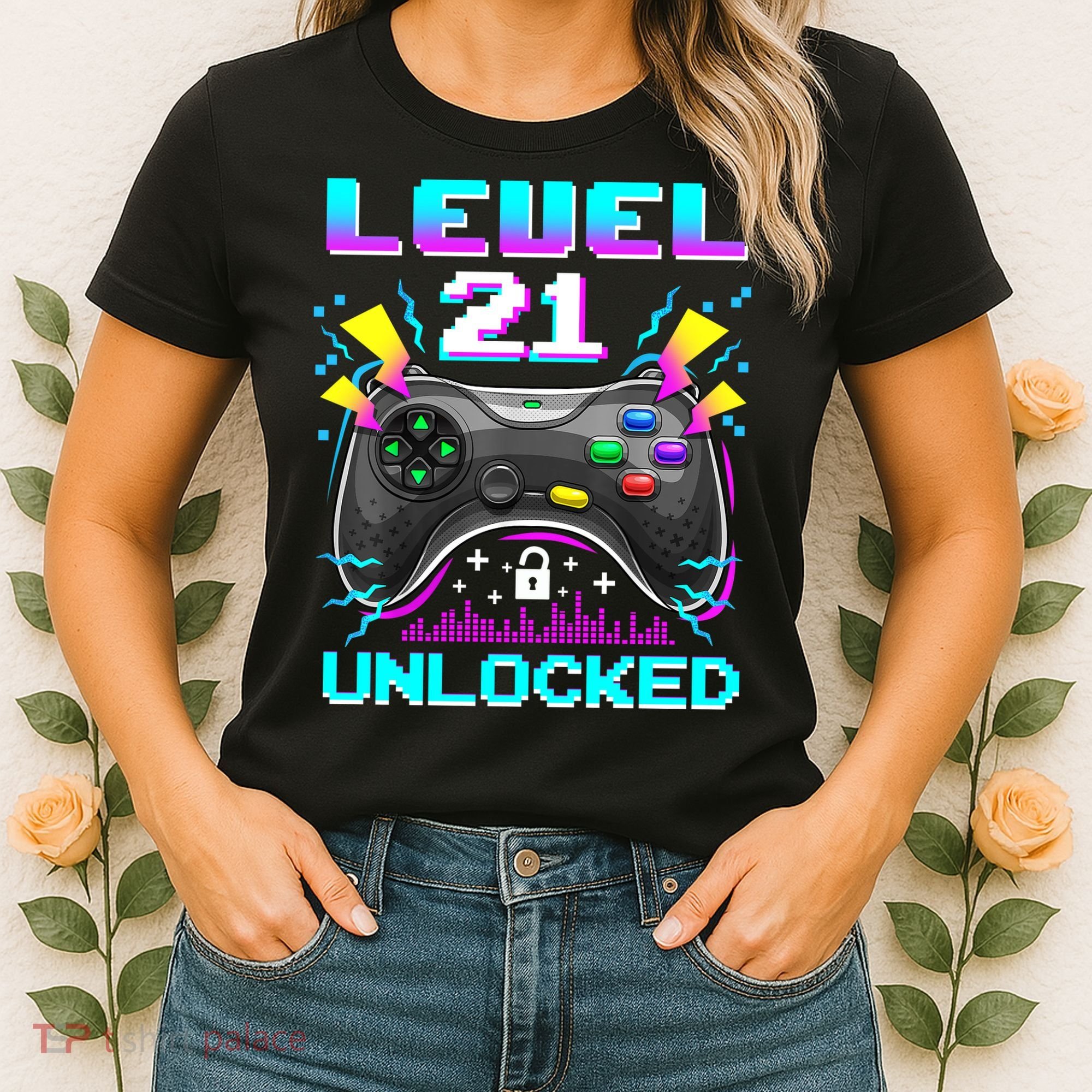 Level 21 Unlocked 21st Birthday Video Game Gift Birthday Gaming Women's T-Shirt
