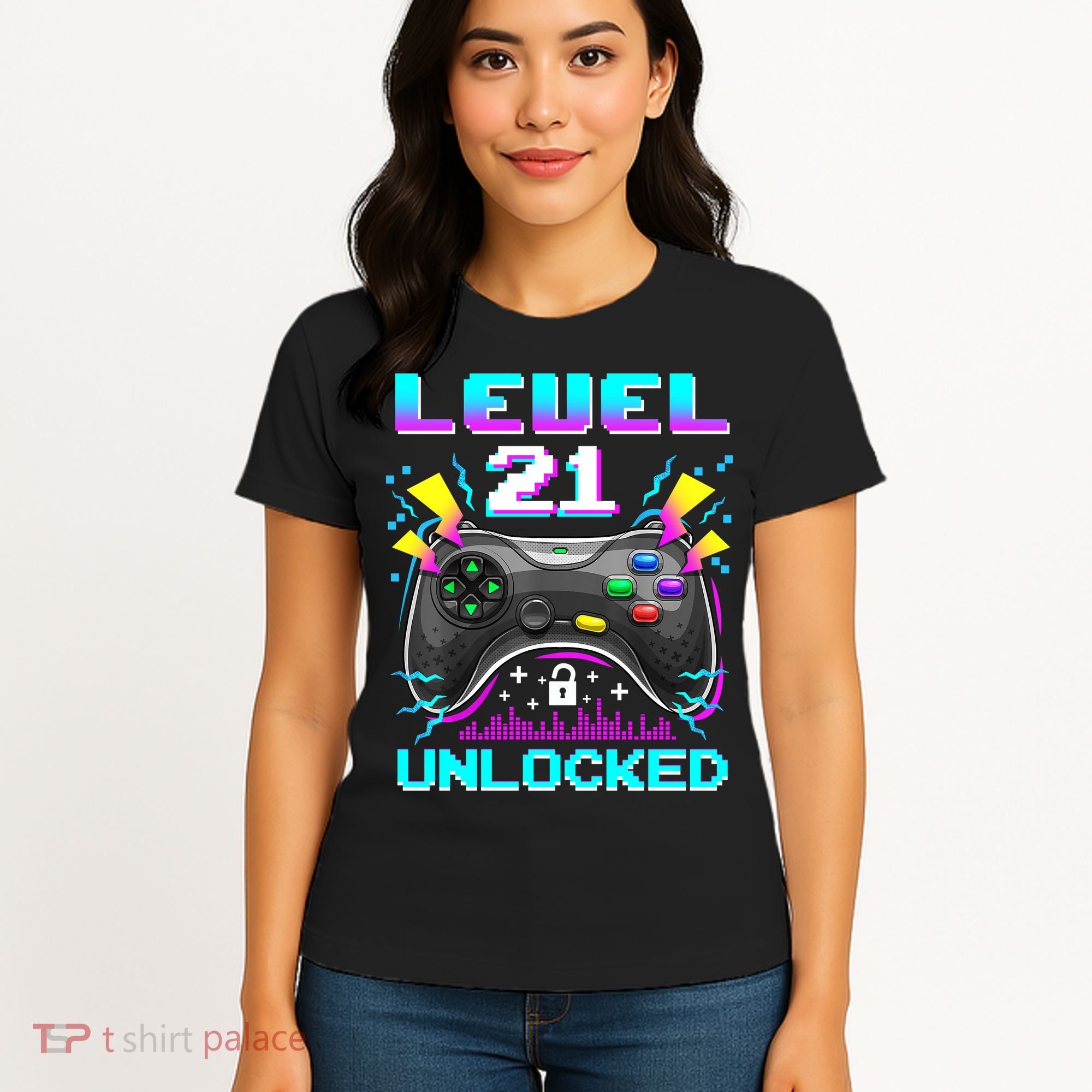Level 21 Unlocked 21st Birthday Video Game Gift Birthday Gaming Women's T-Shirt