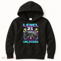 Level 21 Unlocked 21st Birthday Video Game Gift Birthday Gaming Kids Hoodie thumb 0