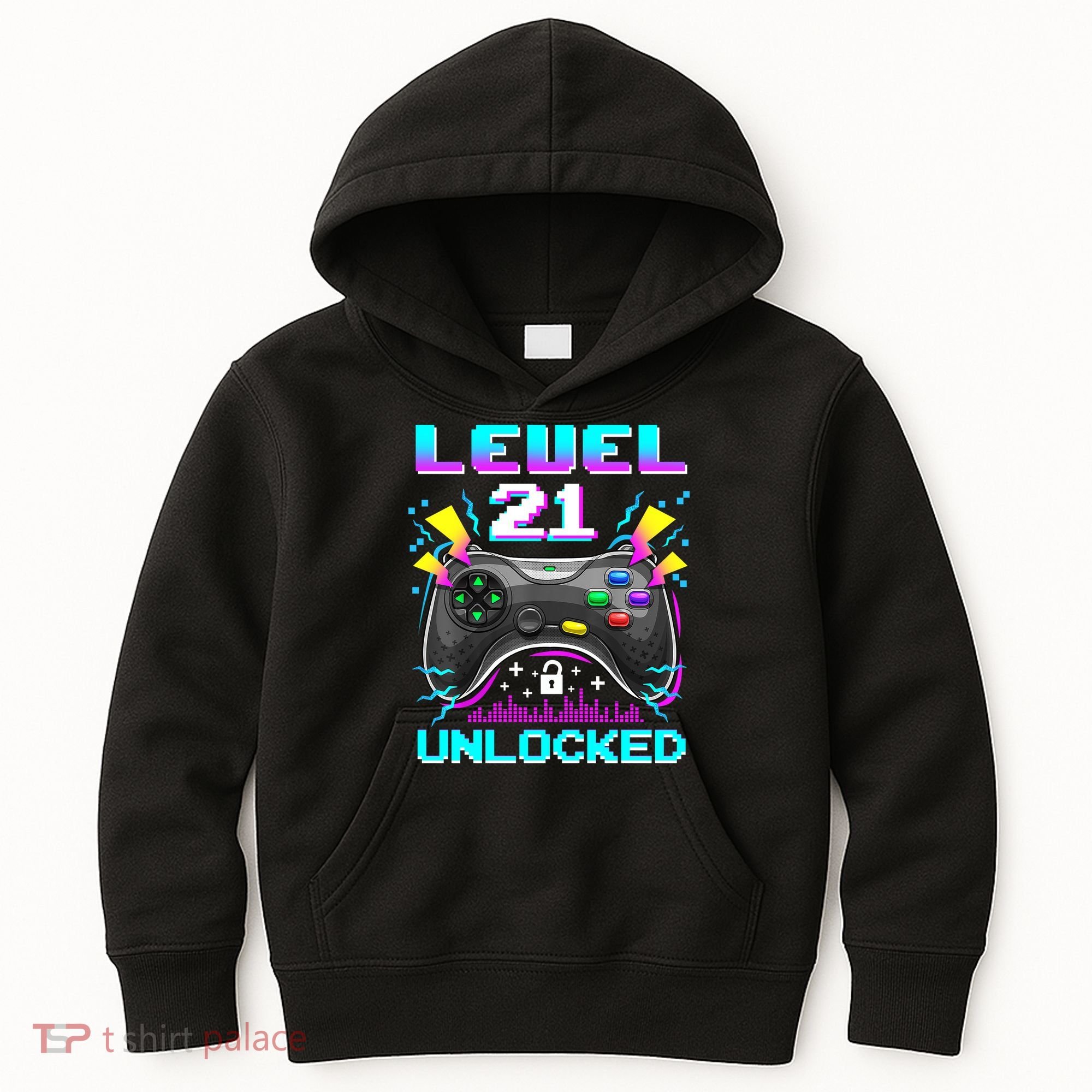 Level 21 Unlocked 21st Birthday Video Game Gift Birthday Gaming Kids Hoodie