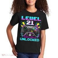 Level 21 Unlocked 21st Birthday Video Game Gift Birthday Gaming Kids T-Shirt thumb 2
