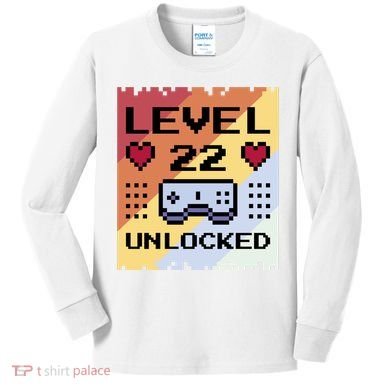 Level 22 Unlocked Birthday Kids Long Sleeve Shirt