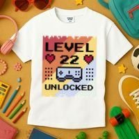 Level 22 Unlocked Birthday Kids T-Shirt thumb 3
