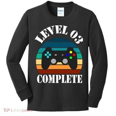 Level 3 Complete Retro Vintage/ 3rd Anniversary Gift/ 3rd Birthday Gift Level3 Kids Long Sleeve Shirt