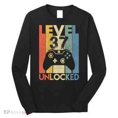 Level 37 Unlocked Awesome Video Game 37 Birthday Gift Long Sleeve Shirt