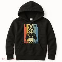 Level 37 Unlocked Awesome Video Game 37 Birthday Gift Kids Hoodie thumb 0