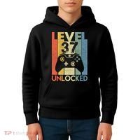 Level 37 Unlocked Awesome Video Game 37 Birthday Gift Kids Hoodie thumb 4
