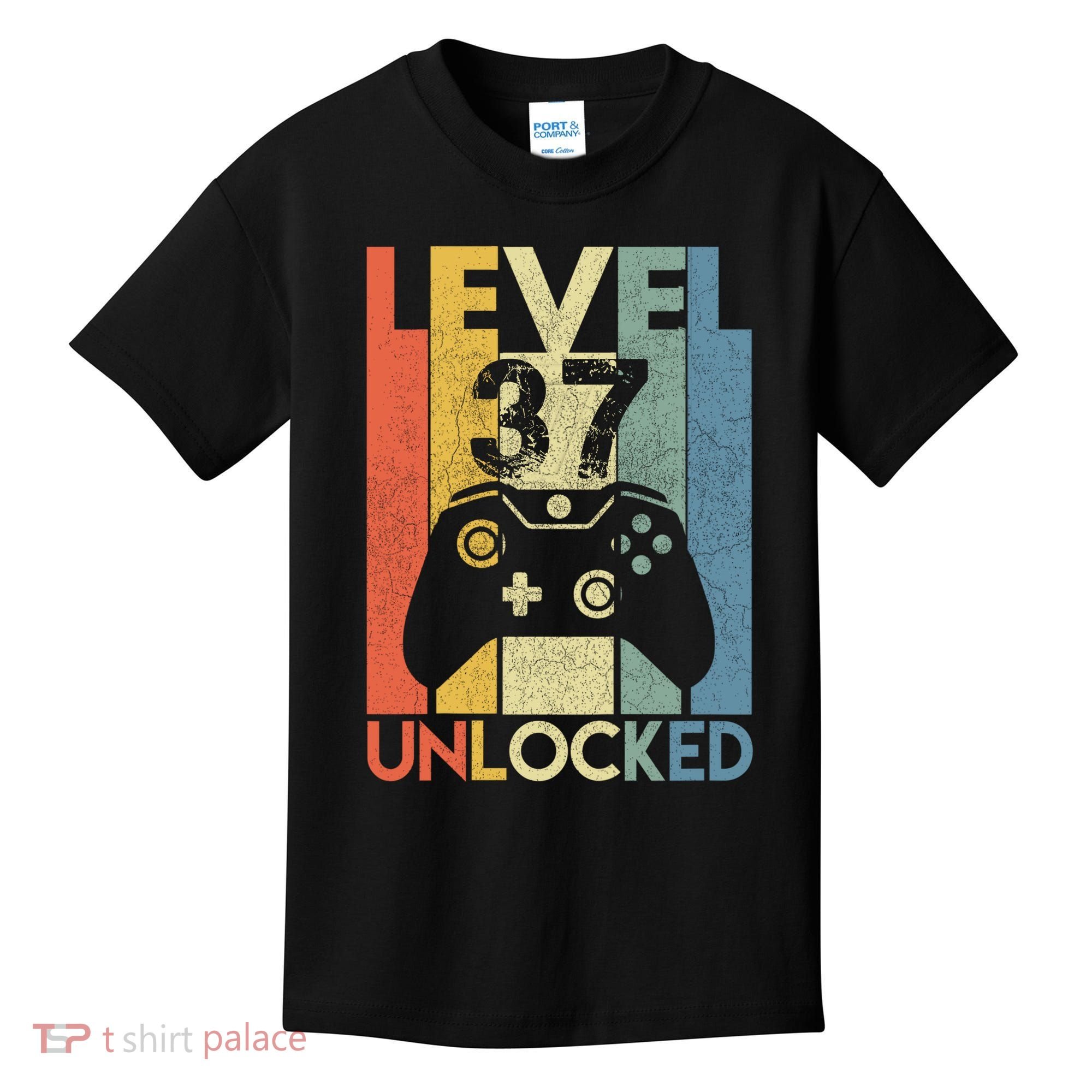 Level 37 Unlocked Awesome Video Game 37 Birthday Gift Kids T-Shirt