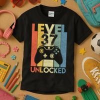 Level 37 Unlocked Awesome Video Game 37 Birthday Gift Kids T-Shirt thumb 3