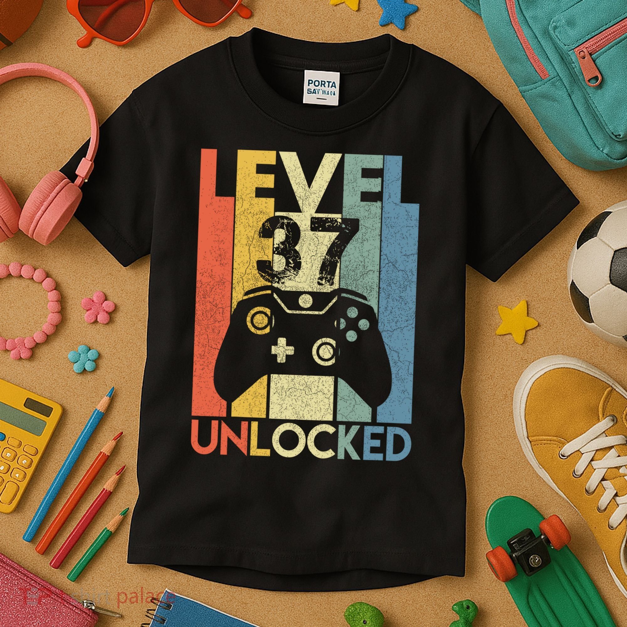 Level 37 Unlocked Awesome Video Game 37 Birthday Gift Kids T-Shirt