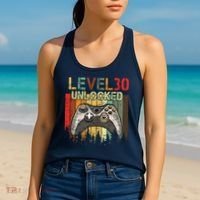 Level 30 Unlocked Video Game 30th Birthday Women's Tank Top thumb 2