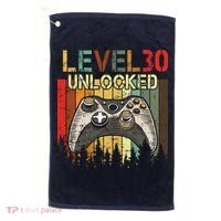 Level 30 Unlocked Video Game 30th Birthday Golf Towel thumb 0