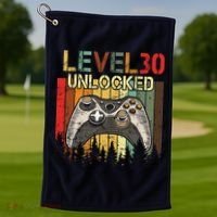 Level 30 Unlocked Video Game 30th Birthday Golf Towel thumb 1