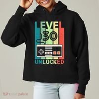 Level 30 Unlocked Video Gamer 30th Birthday Gifts Ladies Heavyweight Boxy Pullover Hoodie thumb 0