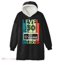 Level 30 Unlocked Video Gamer 30th Birthday Gifts Hooded Wearable Blanket thumb 0