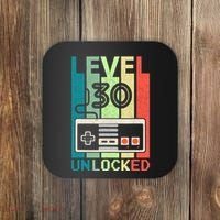 Level 30 Unlocked Video Gamer 30th Birthday Gifts Coaster thumb 0