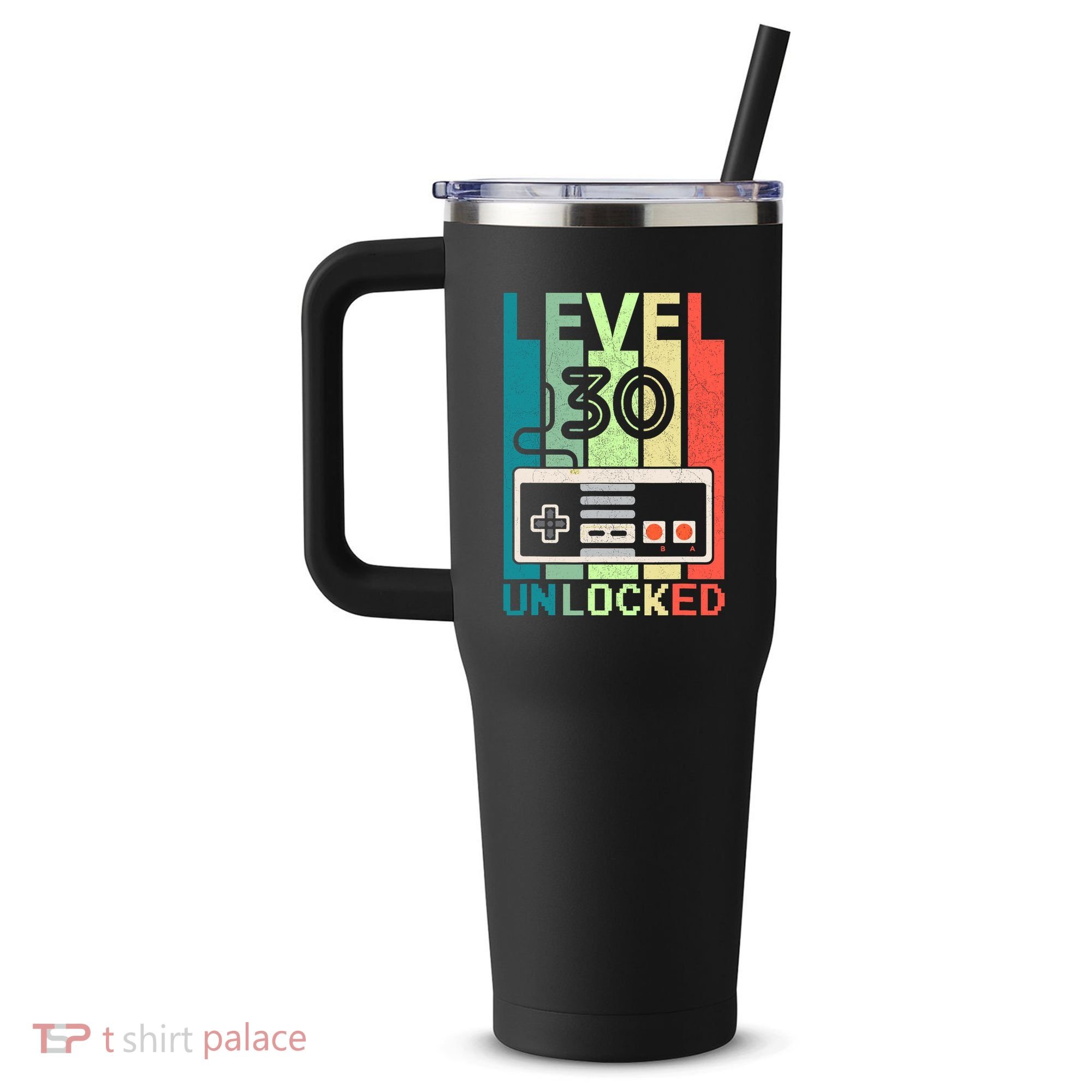 Level 30 Unlocked Video Gamer 30th Birthday Gifts 40oz Vacuum Insulated Stainless Steel Travel Tumbler