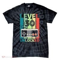 Level 30 Unlocked Video Gamer 30th Birthday Gifts Tie-Dye T-Shirt thumb 0