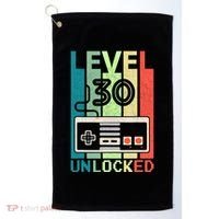 Level 30 Unlocked Video Gamer 30th Birthday Gifts Golf Towel thumb 0