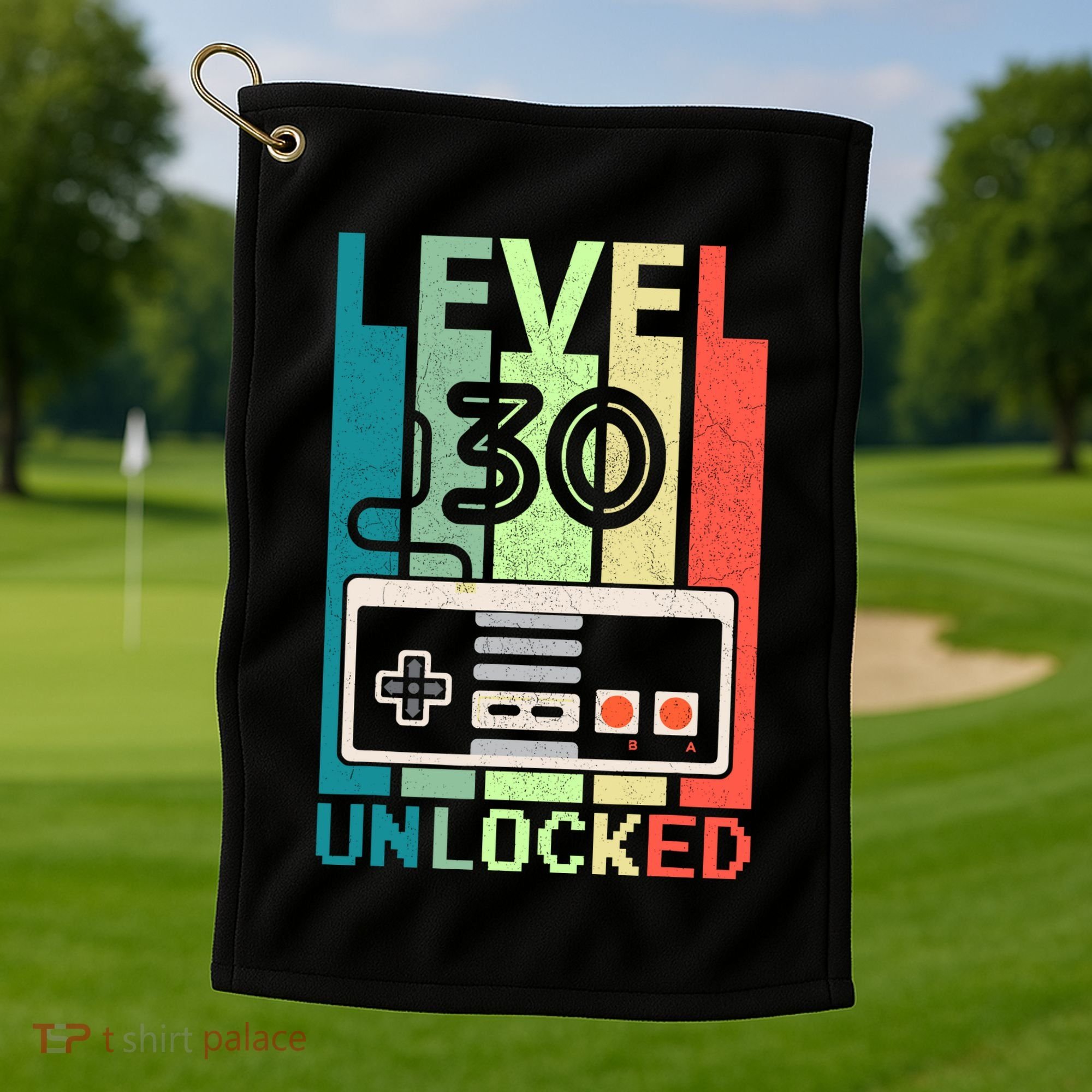 Level 30 Unlocked Video Gamer 30th Birthday Gifts Golf Towel