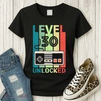 Level 30 Unlocked Video Gamer 30th Birthday Gifts Women's T-Shirt thumb 3