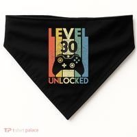 Level 30 Unlocked Funny Video Gamer 30th Birthday Gift USA-Made Doggie Bandana thumb 0