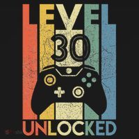 Level 30 Unlocked Funny Video Gamer 30th Birthday Gift Long Sleeve Shirt thumb 2