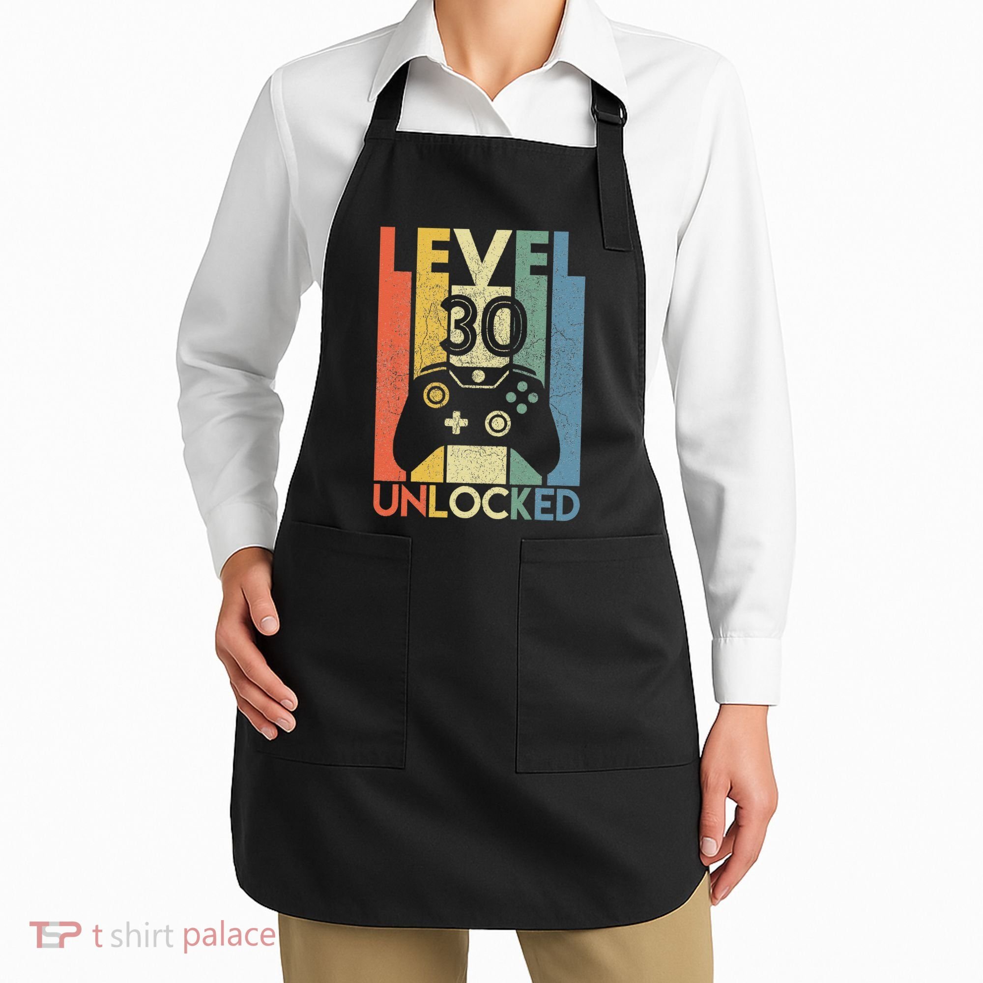 Level 30 Unlocked Funny Video Gamer 30th Birthday Gift Apron