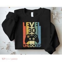 Level 30 Unlocked Funny Video Gamer 30th Birthday Gift Sweatshirt thumb 2