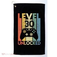 Level 30 Unlocked Funny Video Gamer 30th Birthday Gift Golf Towel thumb 0