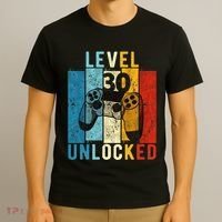 Level 30 Unlocked Video Gamer 30 Year Old 30th Birthday Gift T-Shirt thumb 3