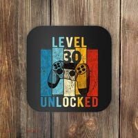 Level 30 Unlocked Video Gamer 30 Year Old 30th Birthday Gift Coaster thumb 0