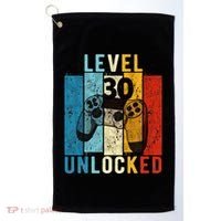 Level 30 Unlocked Video Gamer 30 Year Old 30th Birthday Gift Golf Towel thumb 0