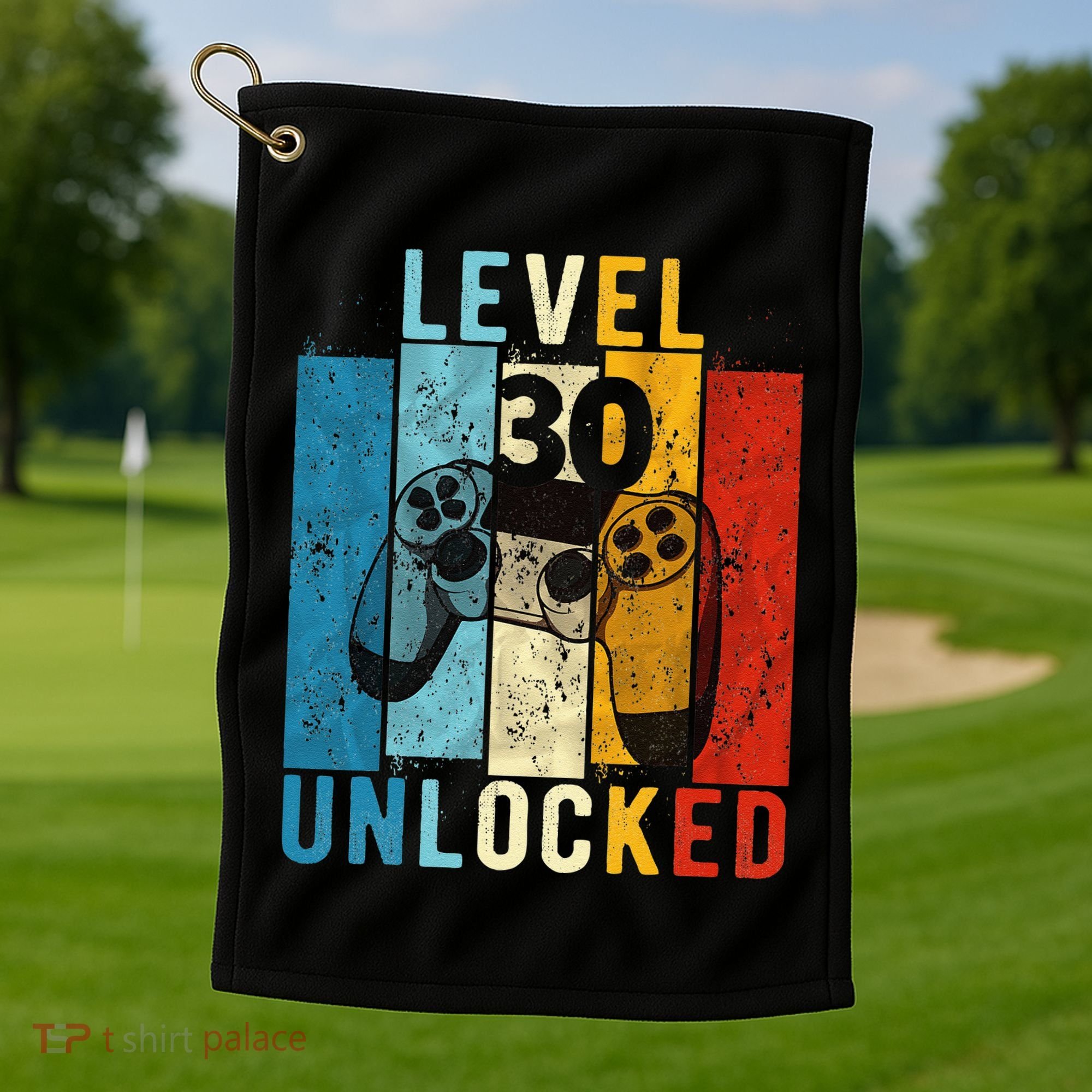 Level 30 Unlocked Video Gamer 30 Year Old 30th Birthday Gift Golf Towel