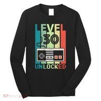 Level 30 Unlocked Video Gamer 30th Birthday Gifts Cute Long Sleeve Shirt thumb 0