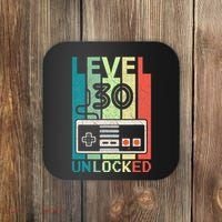 Level 30 Unlocked Video Gamer 30th Birthday Gifts Cute Coaster thumb 0