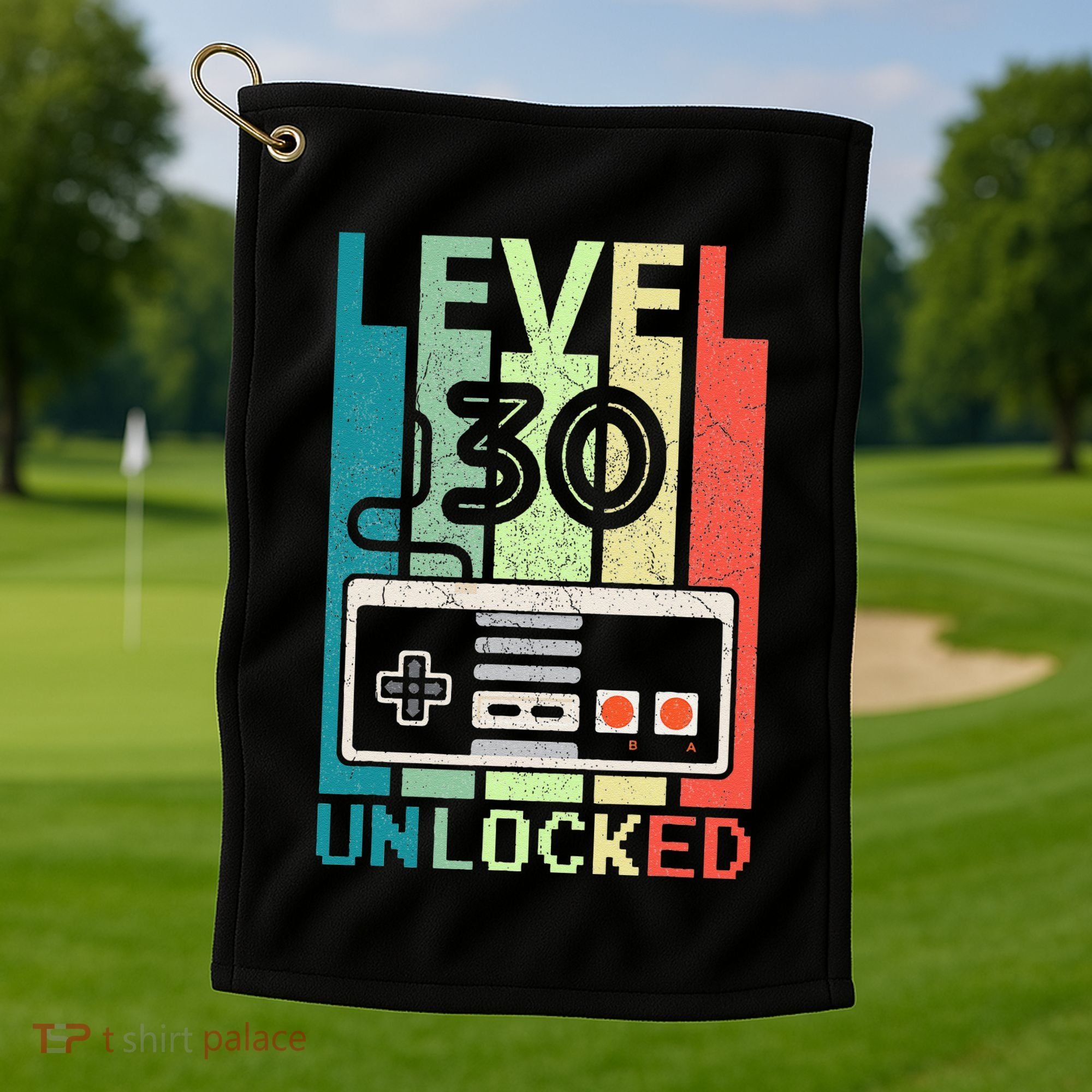 Level 30 Unlocked Video Gamer 30th Birthday Gifts Cute Golf Towel