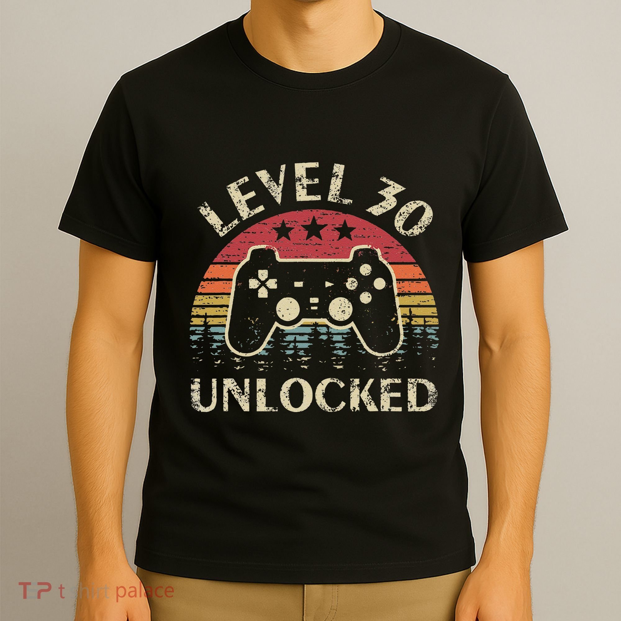 Level 30 Unlocked 30th Birthday Vintage Gamer T-Shirt