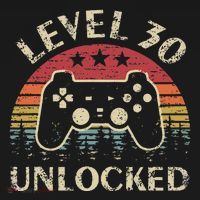Level 30 Unlocked 30th Birthday Vintage Gamer T-Shirt thumb 7