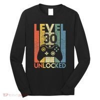 Level 30 Unlocked Funny Video Gamer 30th Birthday Long Sleeve Shirt thumb 0