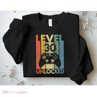 Level 30 Unlocked Funny Video Gamer 30th Birthday Sweatshirt thumb 2