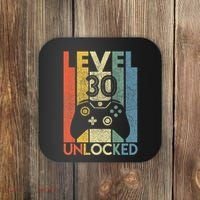 Level 30 Unlocked Funny Video Gamer 30th Birthday Coaster thumb 0