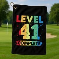 Level 41 Complete 41st Wedding Anniversary 41 Years Gift Golf Towel thumb 1