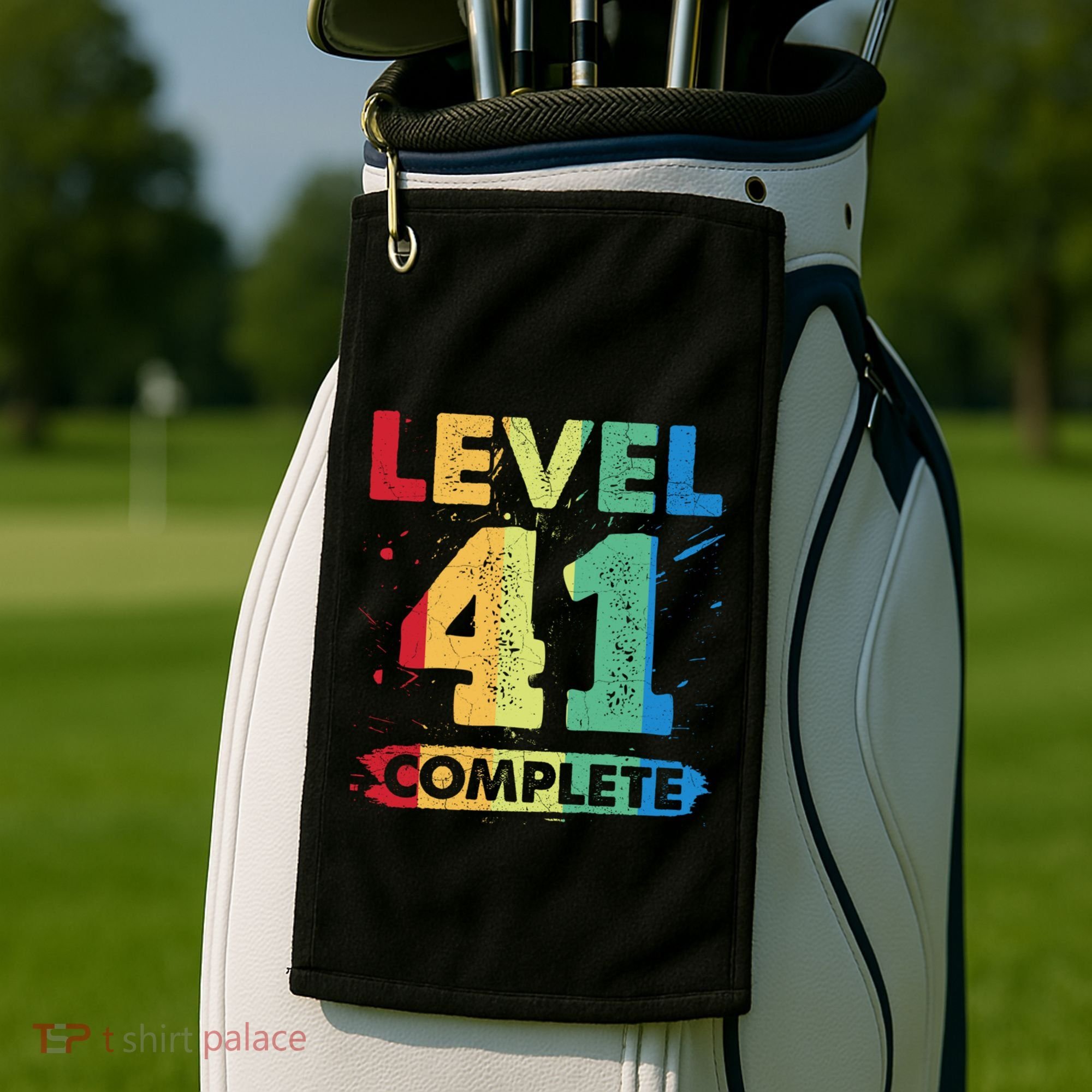 Level 41 Complete 41st Wedding Anniversary 41 Years Gift Golf Towel