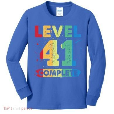 Level 41 Complete 41st Wedding Anniversary 41 Years Gift Kids Long Sleeve Shirt