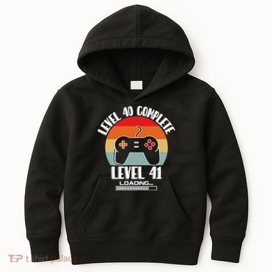 Level 40 Complete Level 41 Loading Vintage Birthday Video Game Kids Hoodie