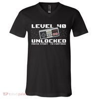 Level 40 Complete 1981 Gamer 40th Birthday V-Neck T-Shirt thumb 0