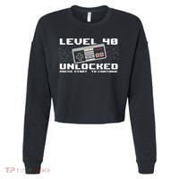 Level 40 Complete 1981 Gamer 40th Birthday Cropped Pullover Crew thumb 0