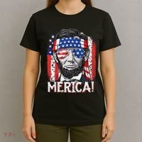 Lincoln 4th Of July Merica Abe American Flag T-Shirt thumb 4